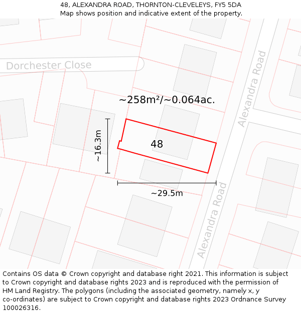 48, ALEXANDRA ROAD, THORNTON-CLEVELEYS, FY5 5DA: Plot and title map