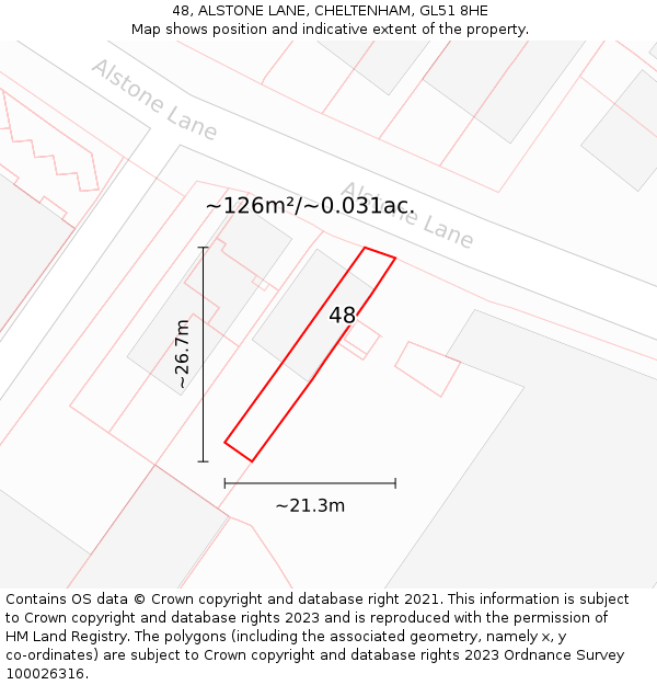 48, ALSTONE LANE, CHELTENHAM, GL51 8HE: Plot and title map