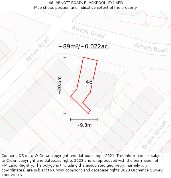 48, ARNOTT ROAD, BLACKPOOL, FY4 4ED: Plot and title map