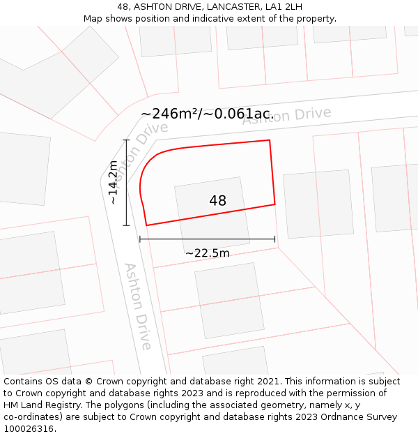 48, ASHTON DRIVE, LANCASTER, LA1 2LH: Plot and title map