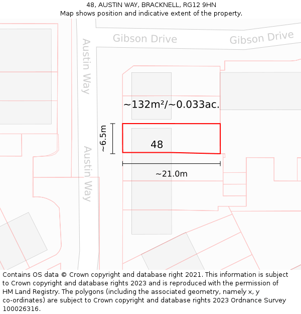 48, AUSTIN WAY, BRACKNELL, RG12 9HN: Plot and title map