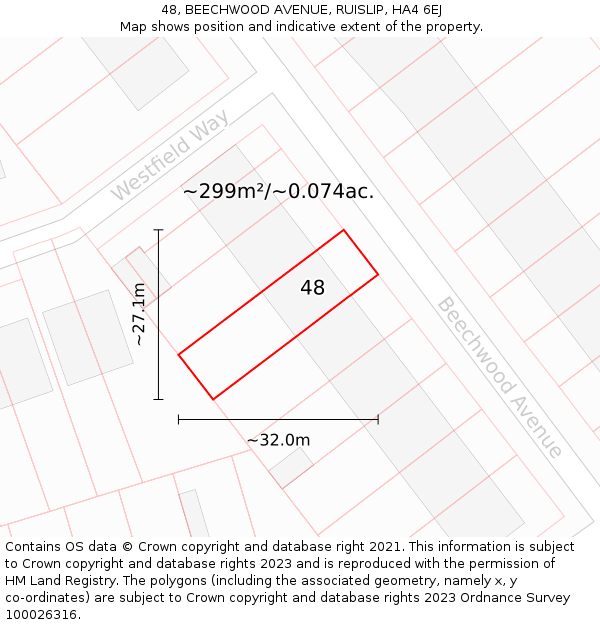 48, BEECHWOOD AVENUE, RUISLIP, HA4 6EJ: Plot and title map