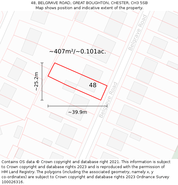 48, BELGRAVE ROAD, GREAT BOUGHTON, CHESTER, CH3 5SB: Plot and title map