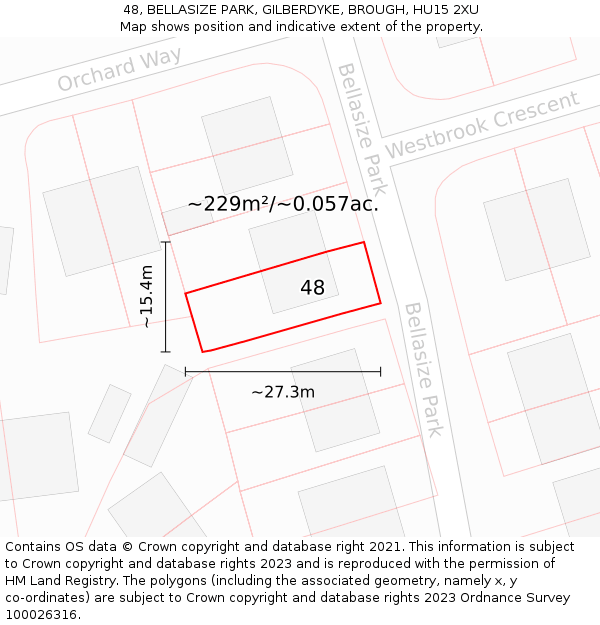 48, BELLASIZE PARK, GILBERDYKE, BROUGH, HU15 2XU: Plot and title map