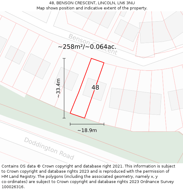 48, BENSON CRESCENT, LINCOLN, LN6 3NU: Plot and title map
