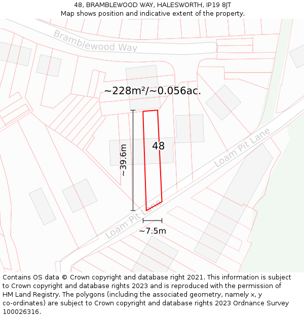 48, BRAMBLEWOOD WAY, HALESWORTH, IP19 8JT: Plot and title map