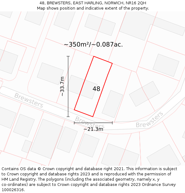 48, BREWSTERS, EAST HARLING, NORWICH, NR16 2QH: Plot and title map