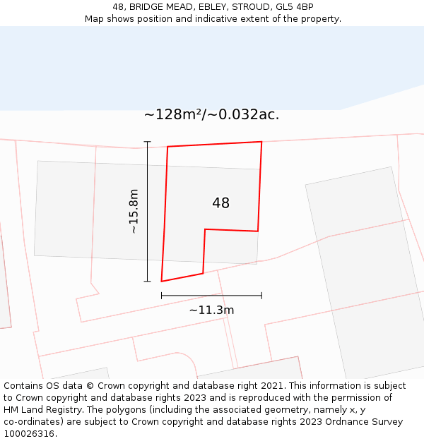 48, BRIDGE MEAD, EBLEY, STROUD, GL5 4BP: Plot and title map