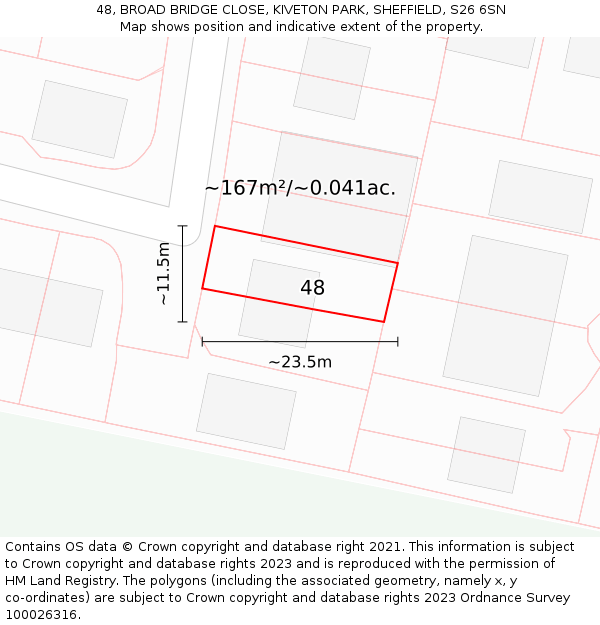 48, BROAD BRIDGE CLOSE, KIVETON PARK, SHEFFIELD, S26 6SN: Plot and title map