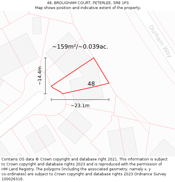 48, BROUGHAM COURT, PETERLEE, SR8 1PS: Plot and title map