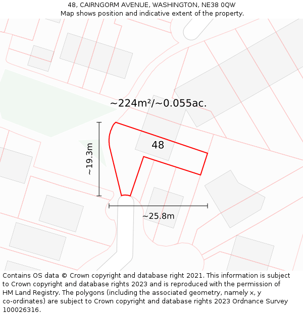 48, CAIRNGORM AVENUE, WASHINGTON, NE38 0QW: Plot and title map