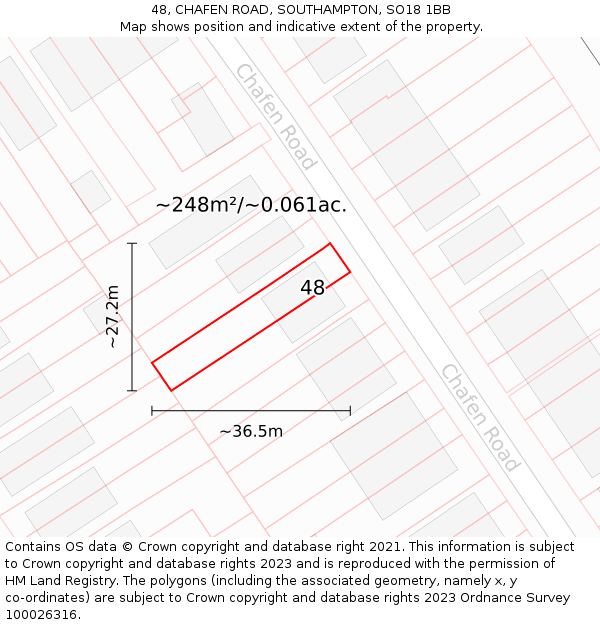 48, CHAFEN ROAD, SOUTHAMPTON, SO18 1BB: Plot and title map
