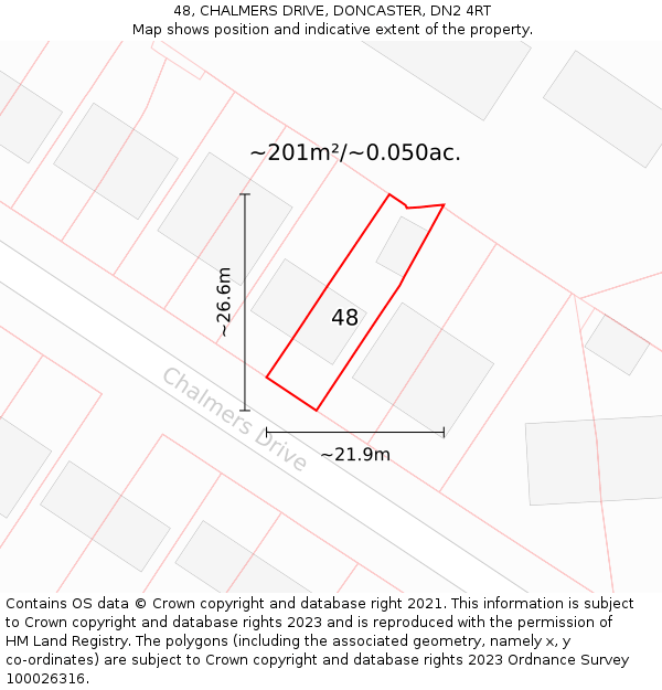 48, CHALMERS DRIVE, DONCASTER, DN2 4RT: Plot and title map