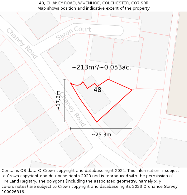 48, CHANEY ROAD, WIVENHOE, COLCHESTER, CO7 9RR: Plot and title map