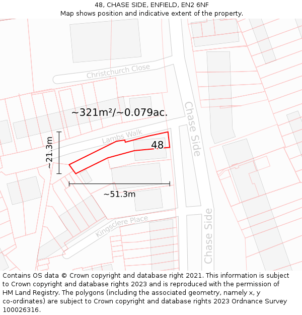 48, CHASE SIDE, ENFIELD, EN2 6NF: Plot and title map