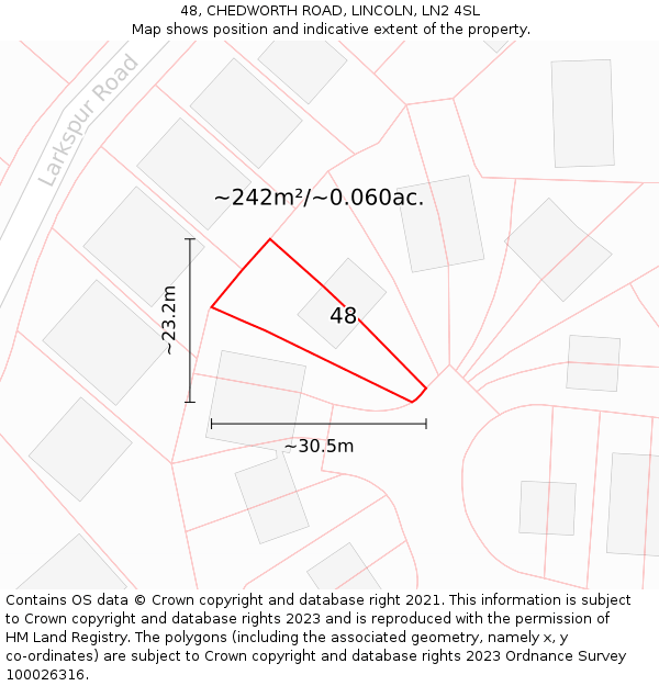 48, CHEDWORTH ROAD, LINCOLN, LN2 4SL: Plot and title map