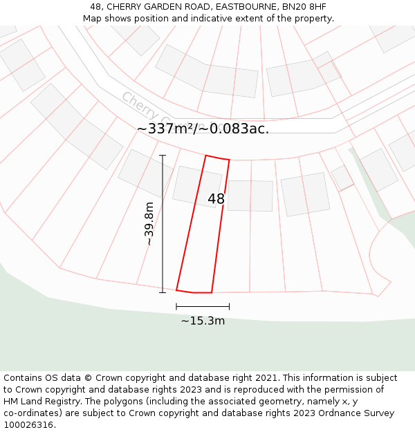 48, CHERRY GARDEN ROAD, EASTBOURNE, BN20 8HF: Plot and title map