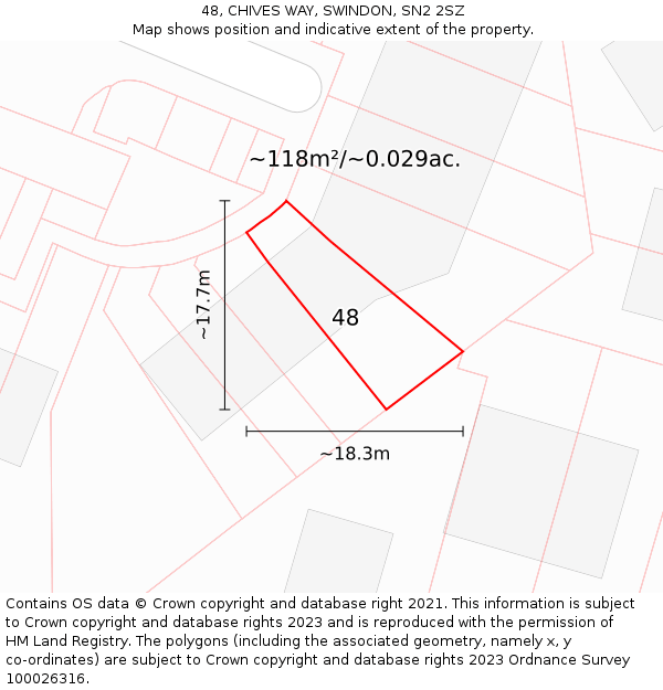 48, CHIVES WAY, SWINDON, SN2 2SZ: Plot and title map