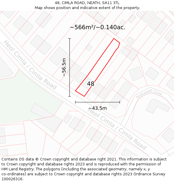 48, CIMLA ROAD, NEATH, SA11 3TL: Plot and title map