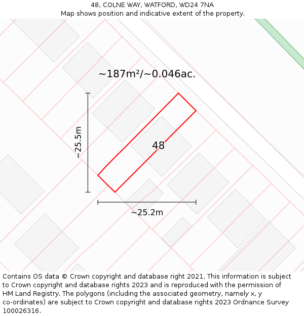 48, COLNE WAY, WATFORD, WD24 7NA: Plot and title map