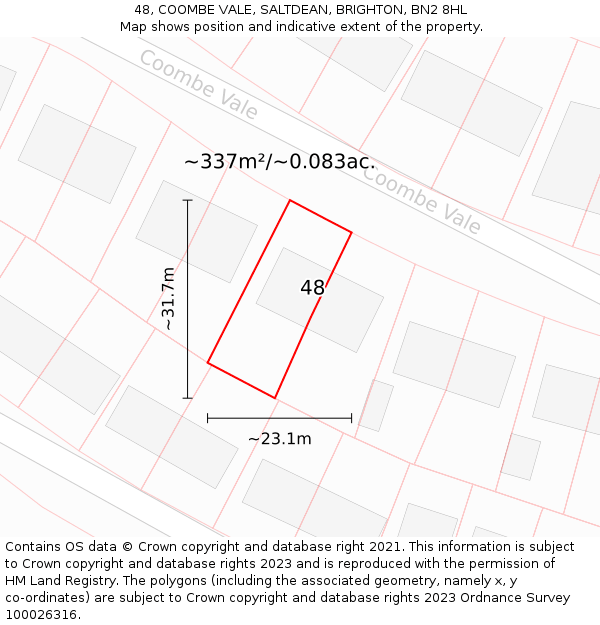 48, COOMBE VALE, SALTDEAN, BRIGHTON, BN2 8HL: Plot and title map