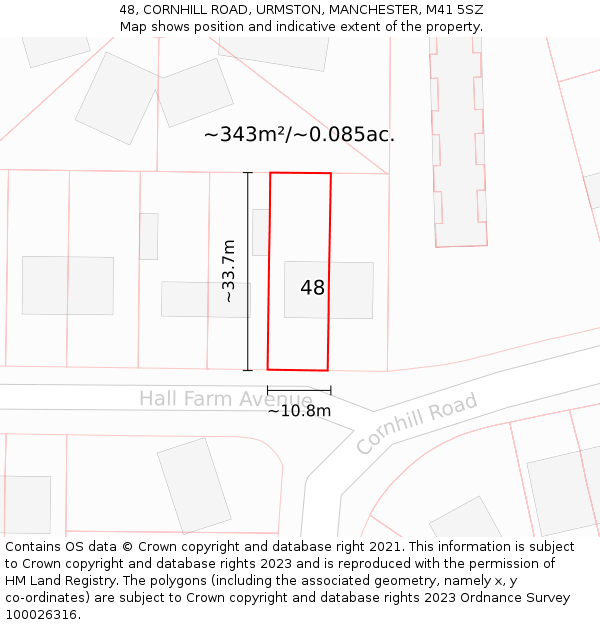 48, CORNHILL ROAD, URMSTON, MANCHESTER, M41 5SZ: Plot and title map