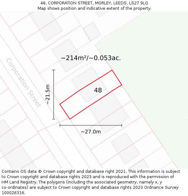 48, CORPORATION STREET, MORLEY, LEEDS, LS27 9LG: Plot and title map