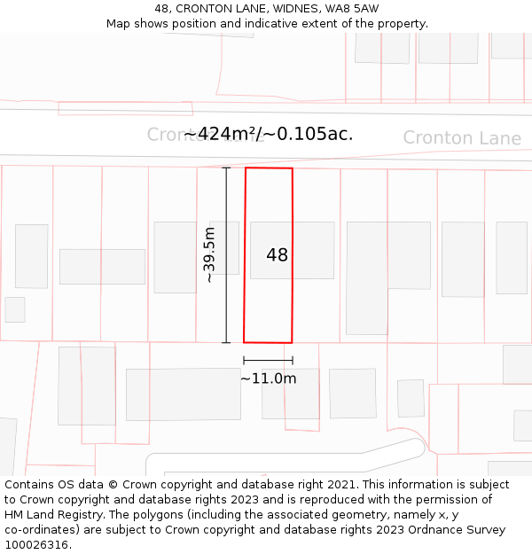 48, CRONTON LANE, WIDNES, WA8 5AW: Plot and title map