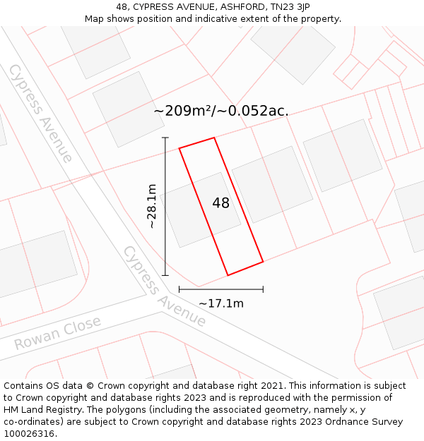 48, CYPRESS AVENUE, ASHFORD, TN23 3JP: Plot and title map