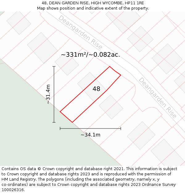 48, DEAN GARDEN RISE, HIGH WYCOMBE, HP11 1RE: Plot and title map