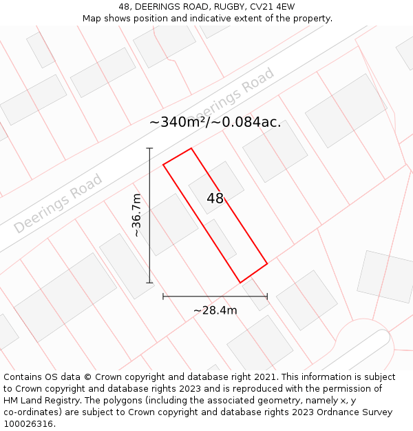 48, DEERINGS ROAD, RUGBY, CV21 4EW: Plot and title map