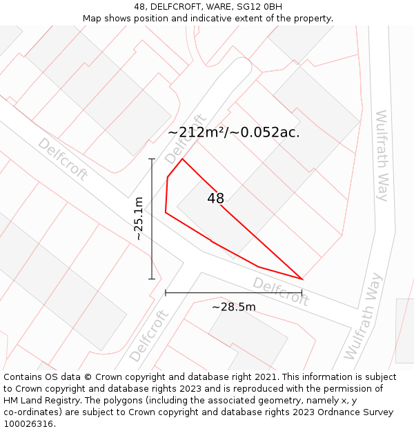 48, DELFCROFT, WARE, SG12 0BH: Plot and title map