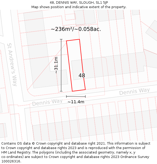 48, DENNIS WAY, SLOUGH, SL1 5JP: Plot and title map