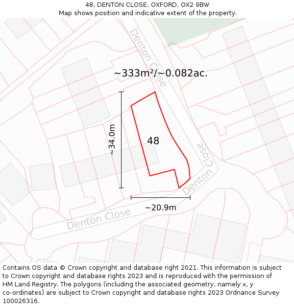 48, DENTON CLOSE, OXFORD, OX2 9BW: Plot and title map