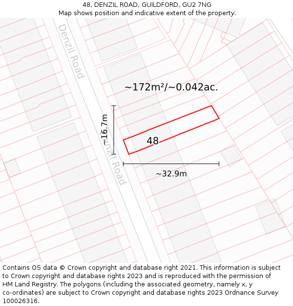 48, DENZIL ROAD, GUILDFORD, GU2 7NG: Plot and title map