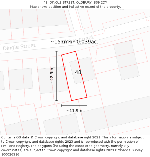 48, DINGLE STREET, OLDBURY, B69 2DY: Plot and title map