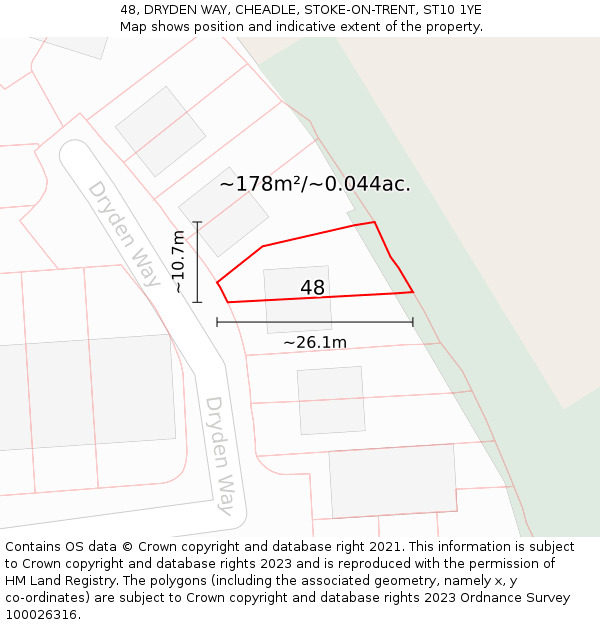 48, DRYDEN WAY, CHEADLE, STOKE-ON-TRENT, ST10 1YE: Plot and title map