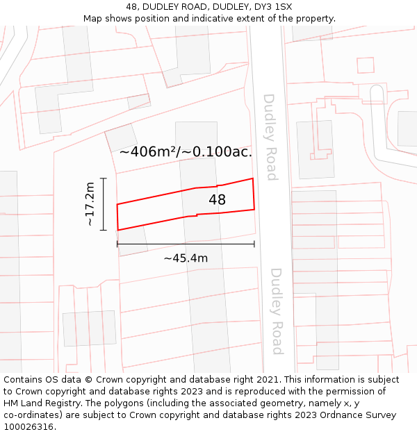 48, DUDLEY ROAD, DUDLEY, DY3 1SX: Plot and title map