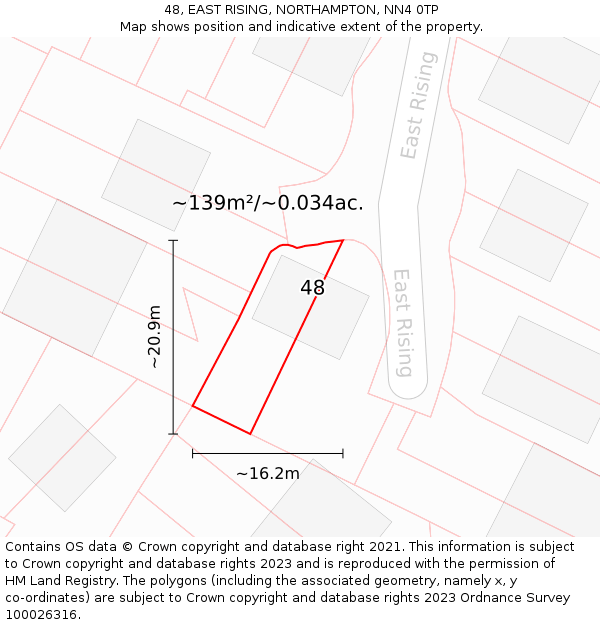 48, EAST RISING, NORTHAMPTON, NN4 0TP: Plot and title map