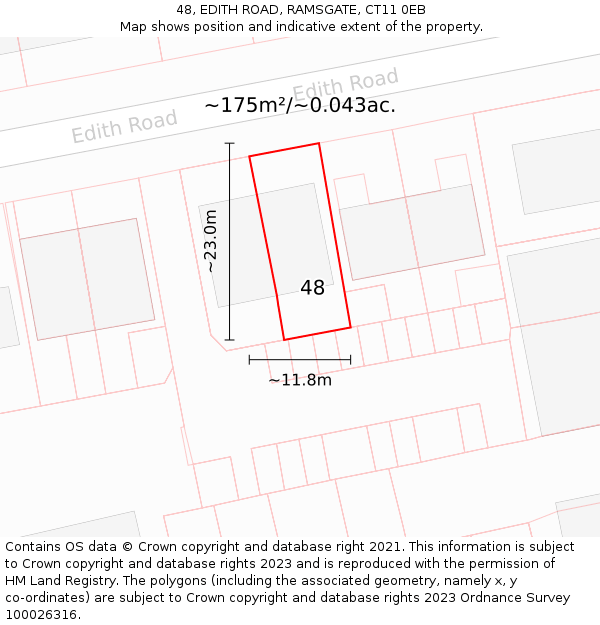 48, EDITH ROAD, RAMSGATE, CT11 0EB: Plot and title map