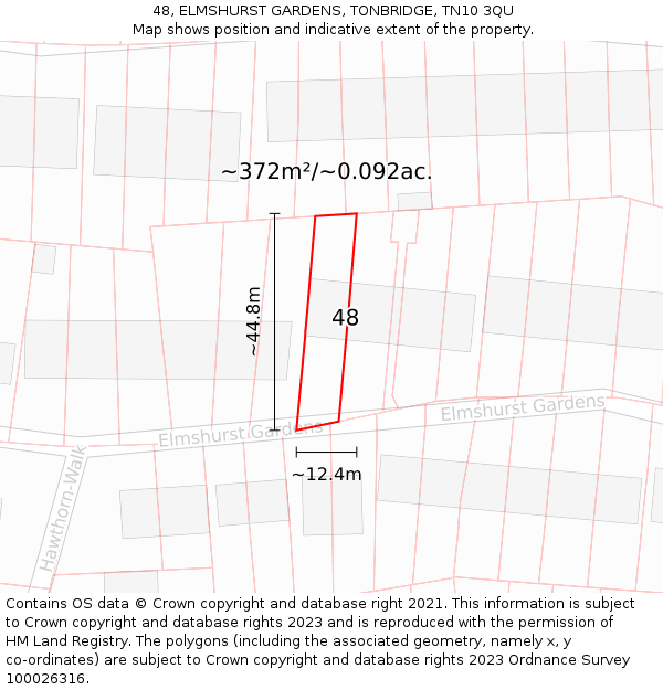 48, ELMSHURST GARDENS, TONBRIDGE, TN10 3QU: Plot and title map