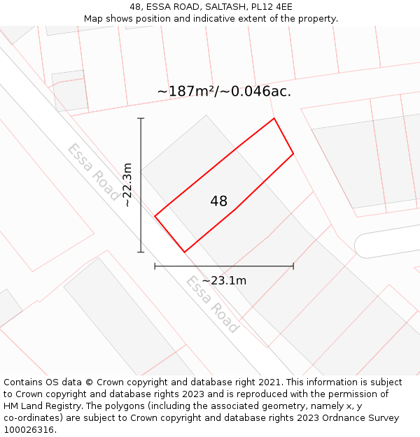 48, ESSA ROAD, SALTASH, PL12 4EE: Plot and title map