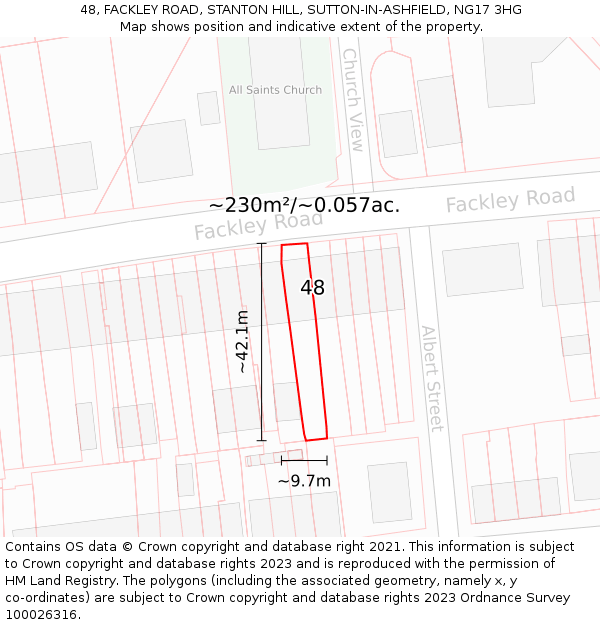 48, FACKLEY ROAD, STANTON HILL, SUTTON-IN-ASHFIELD, NG17 3HG: Plot and title map