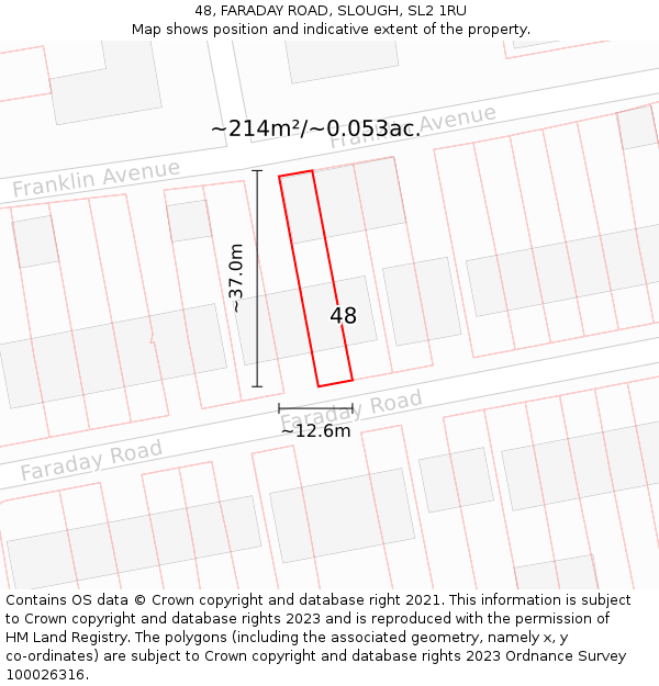 48, FARADAY ROAD, SLOUGH, SL2 1RU: Plot and title map