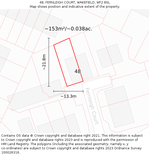 48, FERNLEIGH COURT, WAKEFIELD, WF2 8SL: Plot and title map