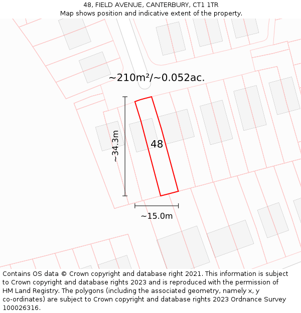 48, FIELD AVENUE, CANTERBURY, CT1 1TR: Plot and title map