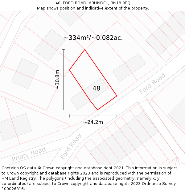 48, FORD ROAD, ARUNDEL, BN18 9EQ: Plot and title map