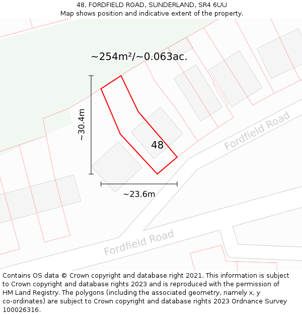 48, FORDFIELD ROAD, SUNDERLAND, SR4 6UU: Plot and title map