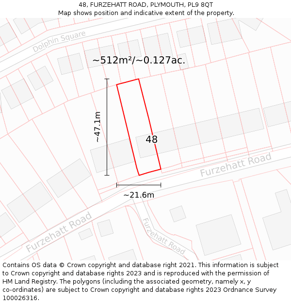 48, FURZEHATT ROAD, PLYMOUTH, PL9 8QT: Plot and title map