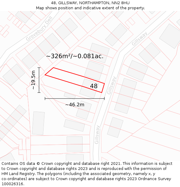 48, GILLSWAY, NORTHAMPTON, NN2 8HU: Plot and title map